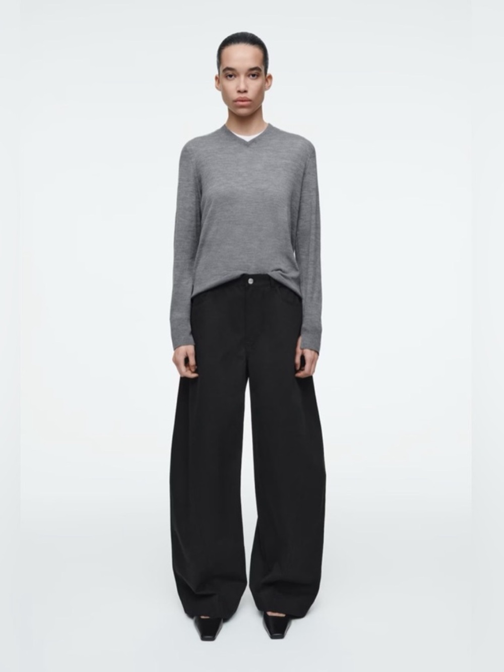COS Deconstructed cotton barrel leg pants black size 2
